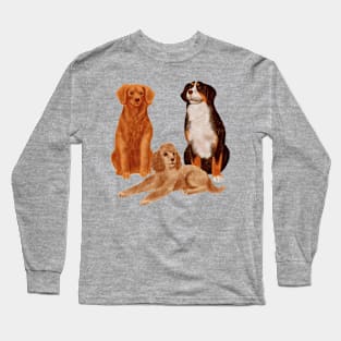 Watercolor Cute Dogs Painting Long Sleeve T-Shirt